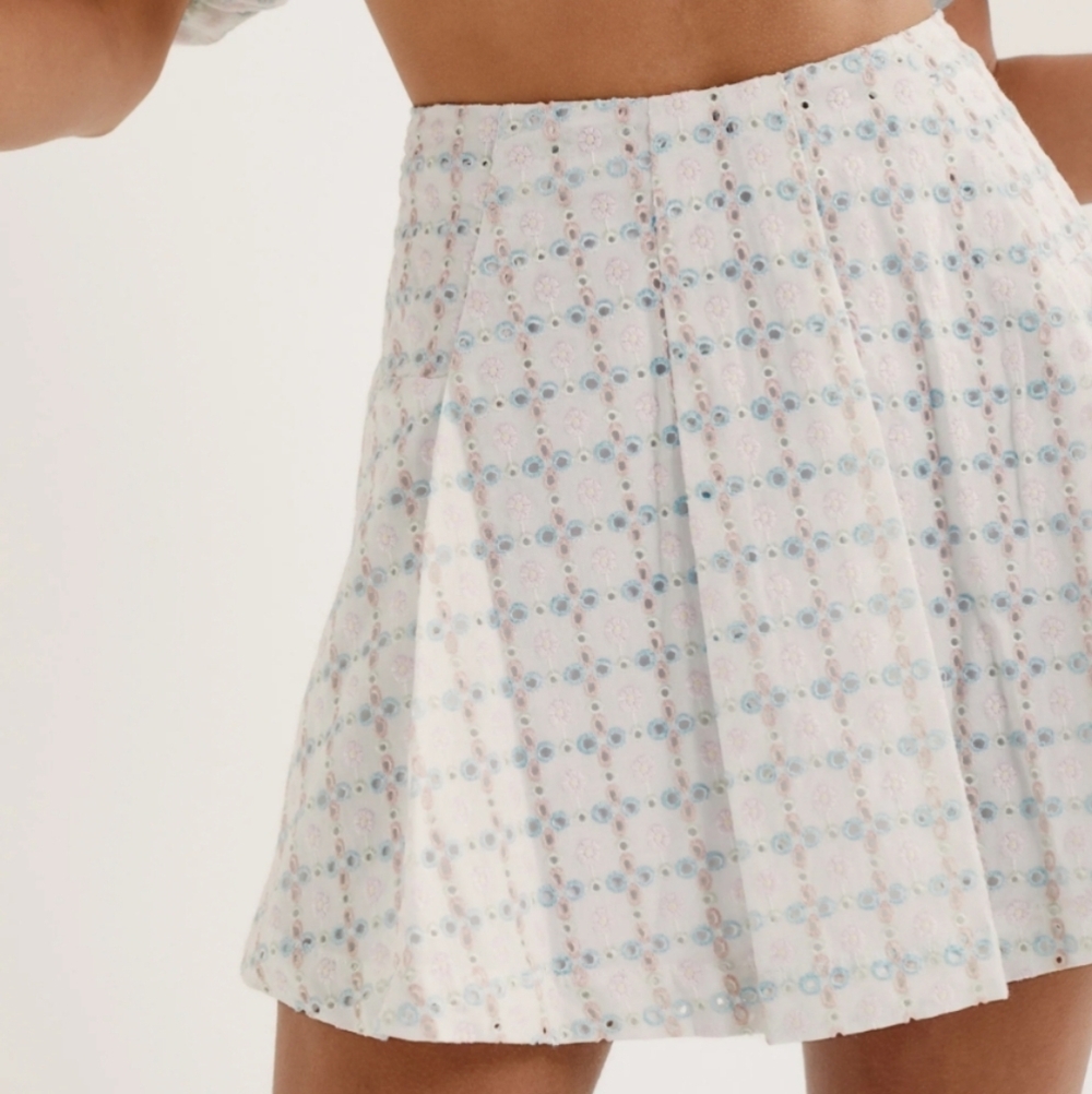 For Love & Lemons Denise Skirt Women's Larfe White Multi-Color Skirt Dazzle 2